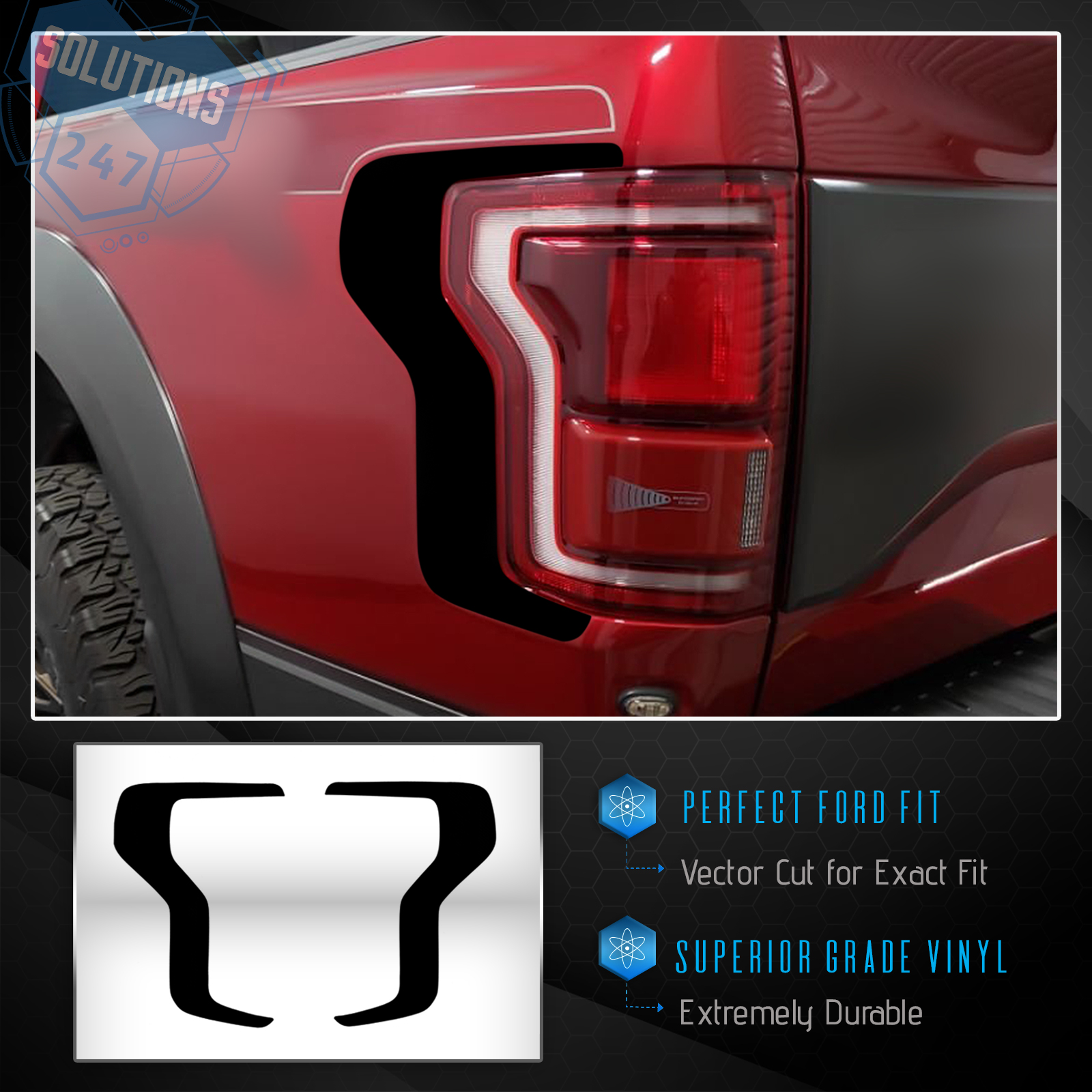 For 2018-2020 Ford Raptor F-150 Tail Lights Trim Accent Decals - Chrome